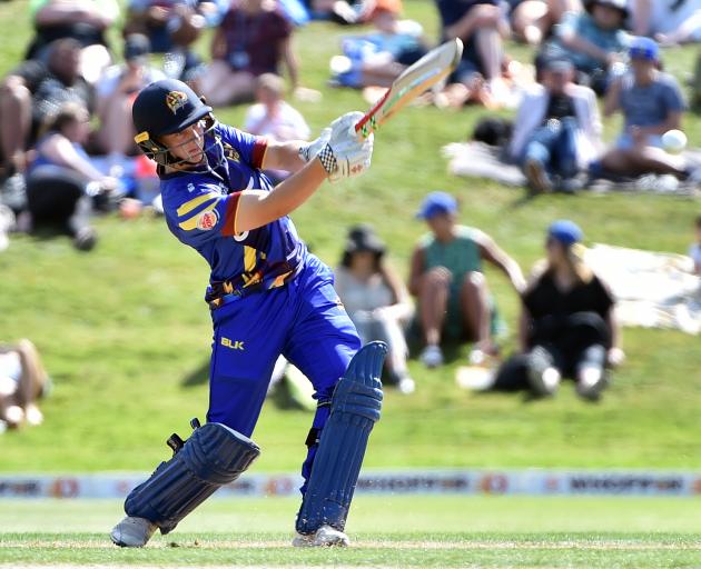 Otago new cap Llew Johnson holes out for seven during the Volts twenty20 match against Northern Districts at the University Oval yesterday. Photo: Peter McIntosh