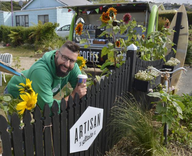 Brighton coffee cart owner Andrew Barr samples some of his own take-away coffee at his ‘‘Artisan State’’ premises. PHOTO: GERARD O’BRIEN Brighton coffee cart owner Andrew Barr samples some of his own take-away coffee at his ‘‘Artisan State’’ premises. PHOTO: GERARD O’BRIEN