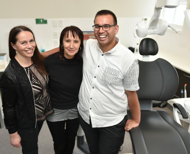 The faces behind Te Kaika health hub in one of the facility’s new dental clinics, Te Kaika manager Rachel Miller, Arai Te Uru Whare Hauora general manager Shelly Kapua, and Te Kaika executive officer Albert Laurence. Photo: Gregor Richardson