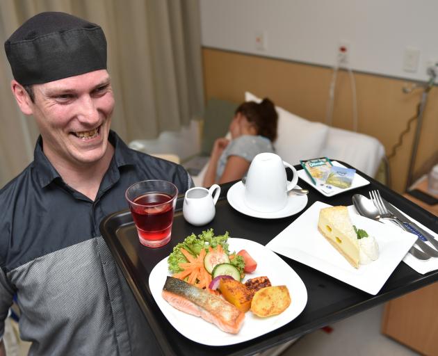 Mercy Hospital's Heath Futter prepares for the its new room service menu, which will be launched on Monday. Photo: Gregor Richardson