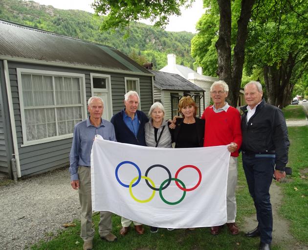 The 1968 New Zealand Winter Olympic team reunited for the first time in 50 years in Queenstown this week. Pictured in Arrowtown yesterday are, from left, Chris Womersley, Michael Dennis, Anne Picher (nee Reid), Margot Blakely, Mo Gardner and former flag-b