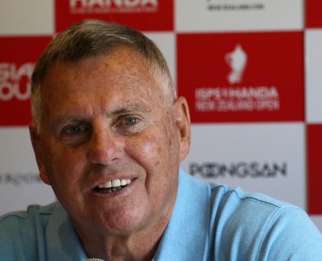 John Hart speaks to the media at a NZ Open press conference at Millbrook Resort in Arrowtown yesterday. Photo: Michael Thomas