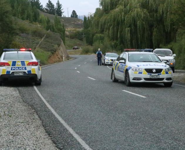 Armed police pulled over a driver near Alexandra this morning. Photo: Tom Kitchin