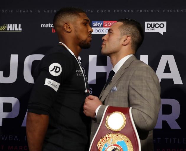 Anthony Joshua and Joseph Parker face-off at their press conference ahead of the world title...