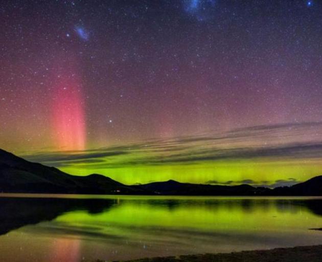 An aurora as seen from Papanui Inlet.Photo: Ian Griffin.
