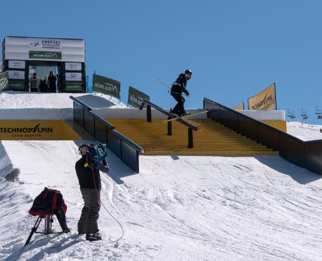 Wanaka freeskier Finn Bilous in action at the slopestyle world cup event in Seiser Alm, Italy, at...