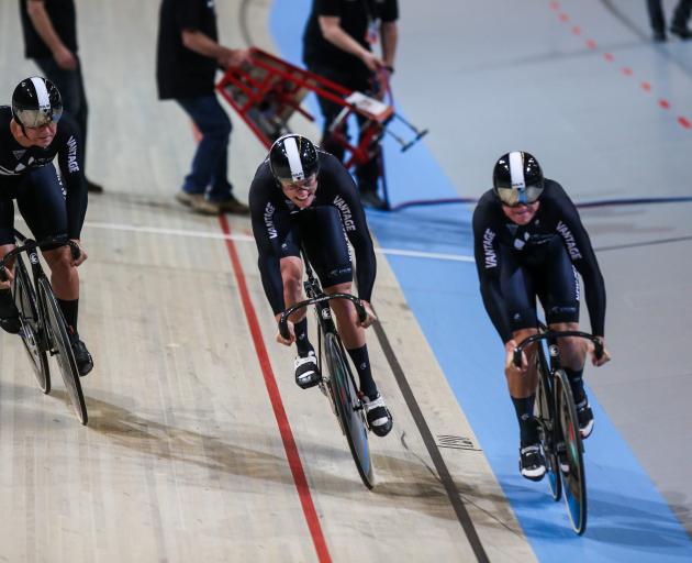 The New Zealand sprint team of Ethan Mitchell, Sam Webster and Edward Dawkins. Photo: Getty Images