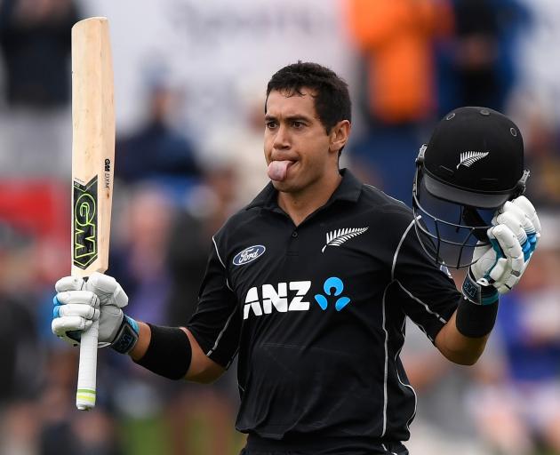 Ross Taylor with his trademark century celebration. Photo: Getty Images