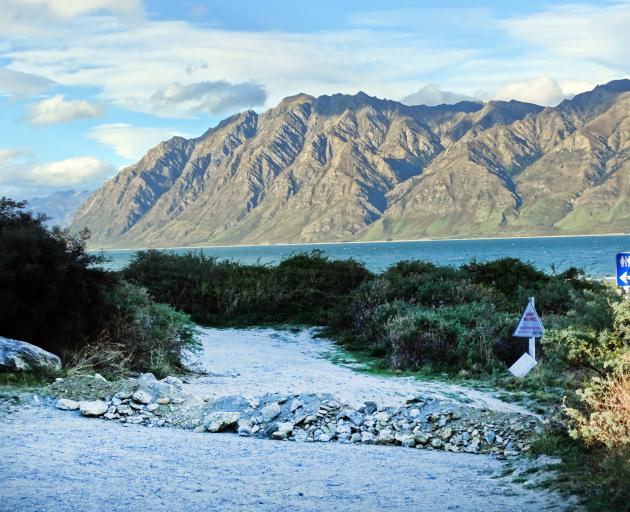The entrance to a popular Lake Hawea freedom camping site was blocked by a pile of gravel and...