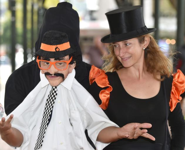 Fringe puppeteers Sergio Aguilar and Ana Lorite perform with their puppet ``Paco'' in the Octagon yesterday afternoon. Photo: Gregor Richardson