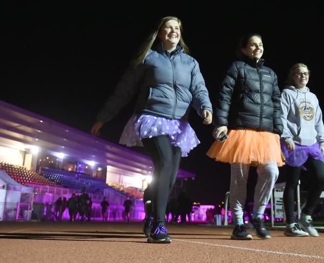 Keep on moving ... Taieri College pupils (from left) Rachel Irvine (17), Samantha Aitcheson (17)...