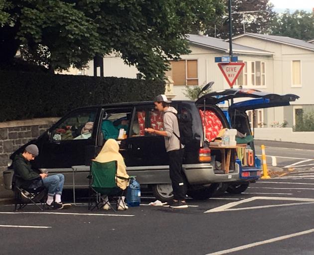 Freedom campers set up outside Olveston in Dunedin last night. Photo: Stephen Jaquiery