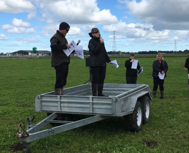 Dunsandel farmer Tony Coltman joined DairyNZ senior scientist Dr Ina Pinxterhuis to share his experiences as a part of the "forages for reduced nitrate leaching'' programme. Photo: David Hill