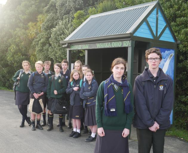 Bayfield High School pupil Phoebe Whittam and King’s High School pupil Daniel Penniket wait for...