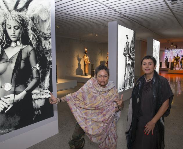 Rosanna Raymond (left) and Lisa Reihana at their ‘‘Pacific Sisters Exhibition’’ at Toi Art...
