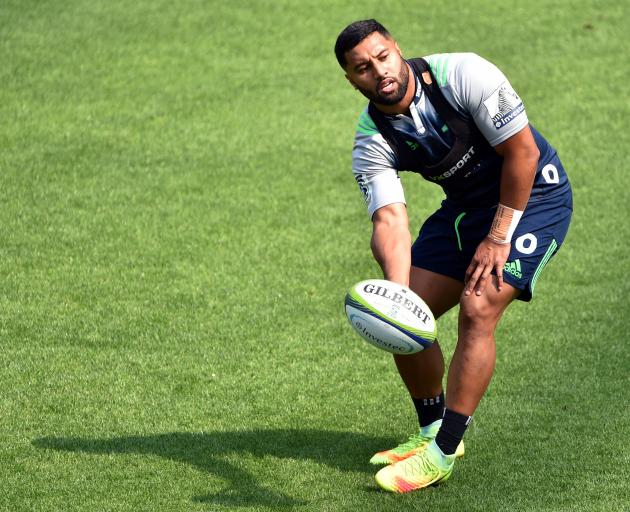 Highlanders first five-eighth Lima Sopoaga at training yesterday. Photo: Peter McIntosh.