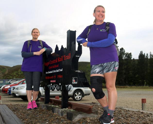 Fiona Laing (left) and Natalie Savigny prepare to walk the entire Otago Central Rail Trail from...