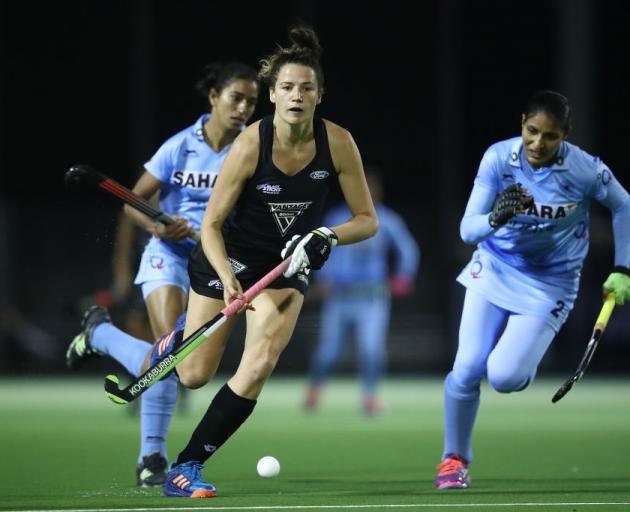 Pippa Hayward in action for the Black Sticks against India. Photo: Getty Images