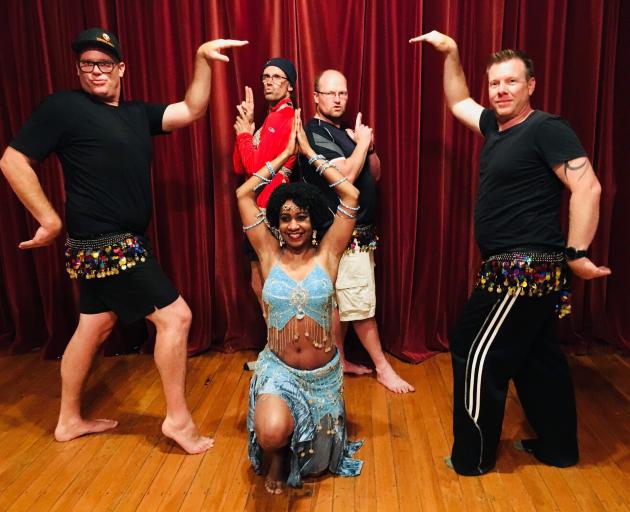 Belly dancers (front, from left) Steve Kay, Bee Smith and Uan Spijkerbosch; (rear) Chris Dogg and...