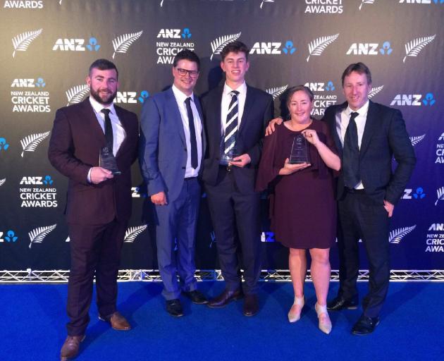 Otago award winners at the New Zealand Cricket Awards in Auckland (from left) James Carr, Daniel...