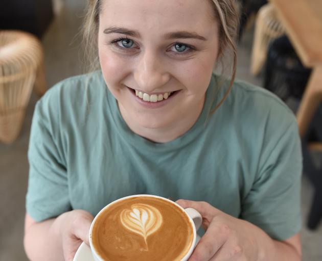 Renee Hewson (21), from Balclutha, keeps the coffee flowing at Fluid in Dunedin. Photo: Gregor...