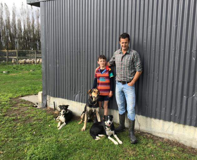 Flynn (9), left, and his dad Marcus Nurse, with their dogs were among those who competed in the recent Mackenzie Young Farmers Bark Up in Fairlie. The pair returned home with prizes for their efforts. PHOTO: ALEXIA JOHNSTON