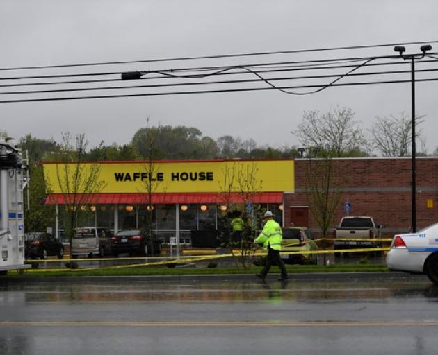 Metro Davidson County Police at the scene of a fatal shooting at a Waffle House restaurant near Nashville, Tennessee. Photo: Reuters