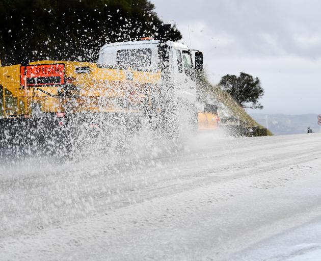 I might have been keen to see the end of the hot weather, but the last couple of days have been ridiculous. This snow-plough driver was hard at work at the top of the Dunedin-Waitati highway on Tuesday morning. Photo: Stephen Jaquiery