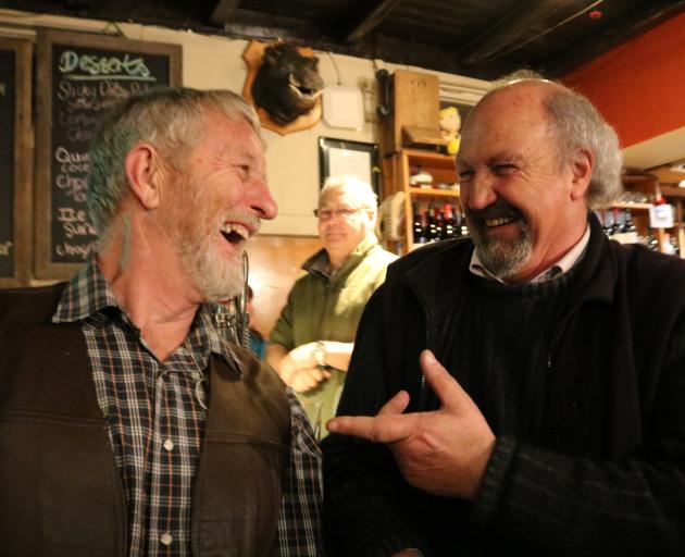 Maniototo Bards, Ballards and Bulldust organiser Roger Lusby (left) and visitor Mike Garland...