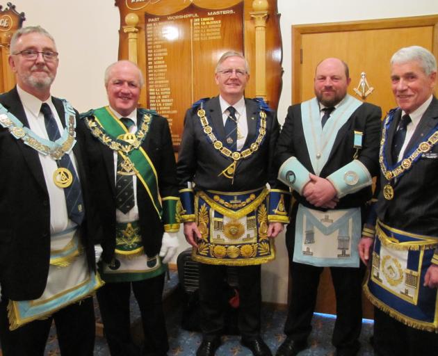 (From left) Right Worshipful Brother Mel Darling, Provincial Assistant Grand Master, Province of...