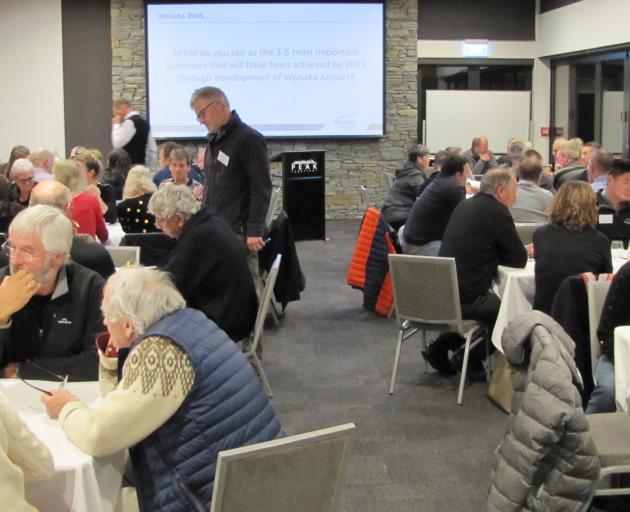 Some of the 140 people asked for their views on the future of Wanaka Airport at consultation sessions on Monday night and yesterday morning. Photo: Mark Price