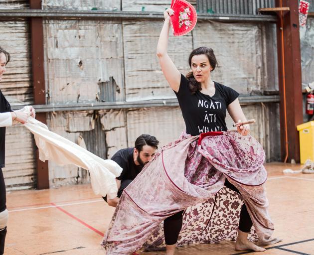 The cast of Dust Pilgrim rehearse the play. Photo: Julie Zhu