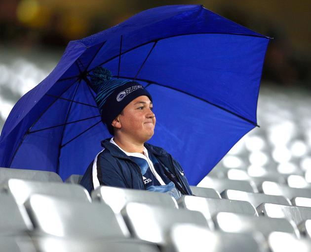 A Blues fan watches on as his team suffers another defeat to New Zealand opposition. 