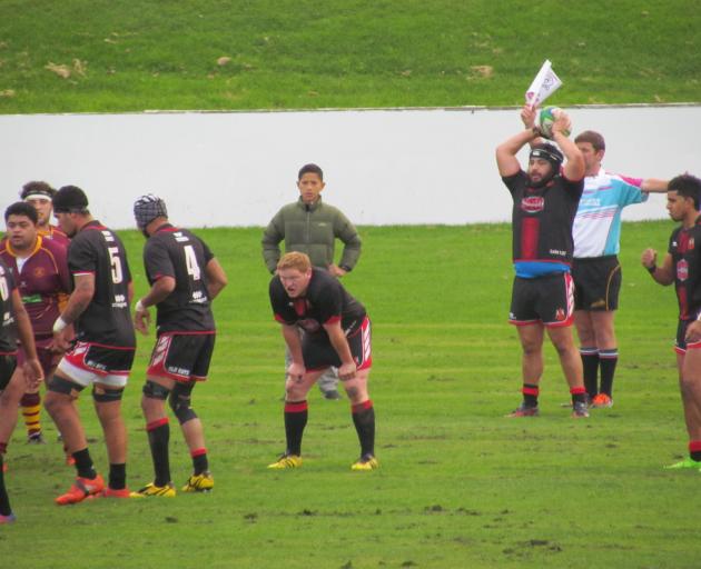 Old Boys prop Ralph Darling prepares to throw to a lineout during the Citizens Shield game in...