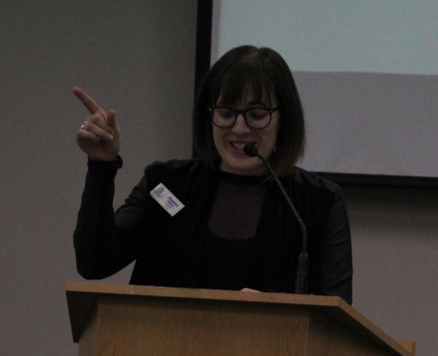 Environment Southland consents team leader Joanna Gilroy describes some of the key changes to Southland's Water and Land Plan at a public meeting in Winton. Photo: Nicole Sharp