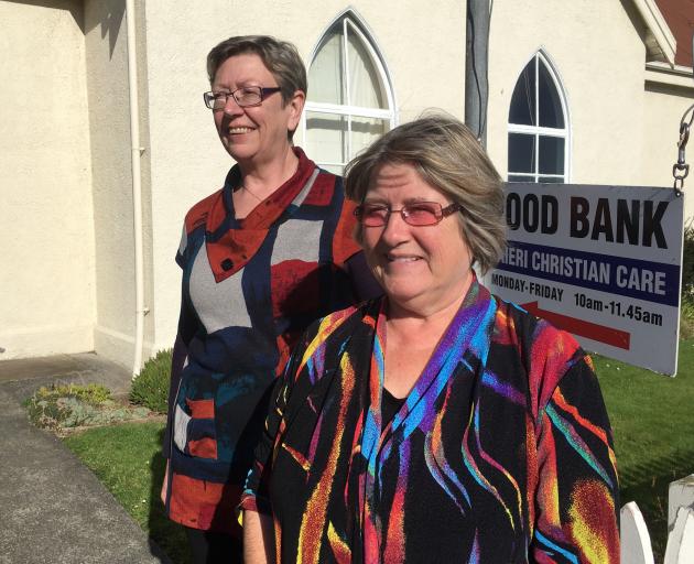 Mosgiel Community Food Bank co-ordinator Michelle Kerr and Taieri Christian Care Trust chairwoman Joy Davis in the entrance to the foodbank in Wickliffe St, Mosgiel last week. PHOTO: SHAWN MCAVINUE Mosgiel Community Food Bank co-ordinator Michelle Kerr and Taieri Christian Care Trust chairwoman Joy Davis in the entrance to the foodbank in Wickliffe St, Mosgiel last week. PHOTO: SHAWN MCAVINUE