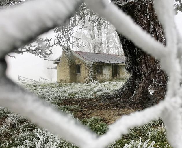 Two teeth-chatteringly lovely frigid winter photographs, taken by Joy Bennett, of Alexandra, feature today. Top: Peeping through a frozen fence to a cottage at Fruitlands; below: another frozen fence, this time at Conroys Gully near Alexandra. Photos: Joy