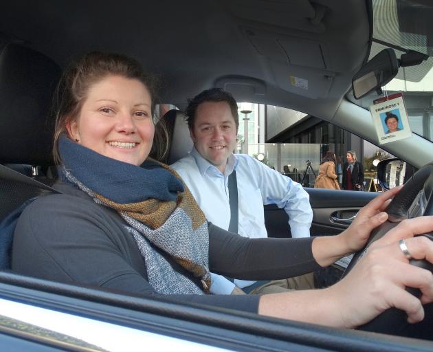 New Uber driver Emily Hay with Clutha-Southland MP Hamish Walker yesterday. PHOTO: DAISY HUDSON 
