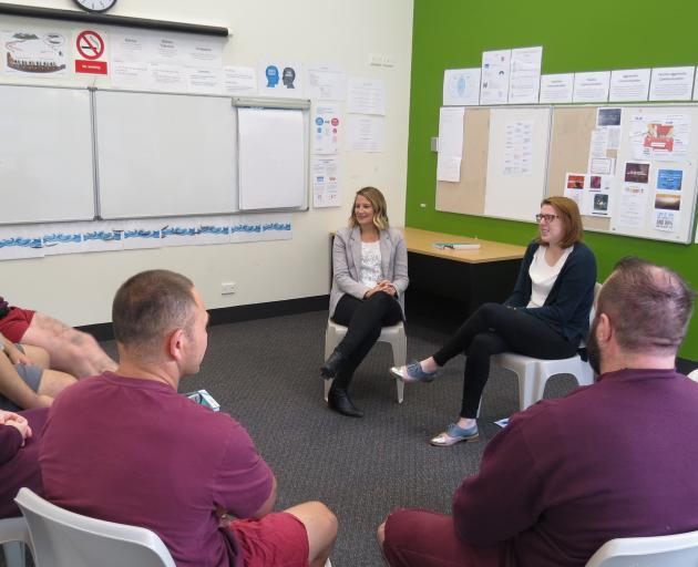 Dunedin psychologists Shinayd Van Rooy (left) and Aimee Richardson spent three months delivering a pilot programme to violent offenders at Otago Corrections Facility. Photo: Supplied