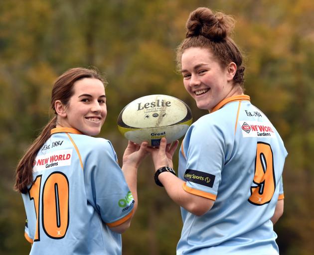 University women’s rugby players Rosie Kelly (left) and Rosie Buchanan Brown. Photo: Peter McIntosh