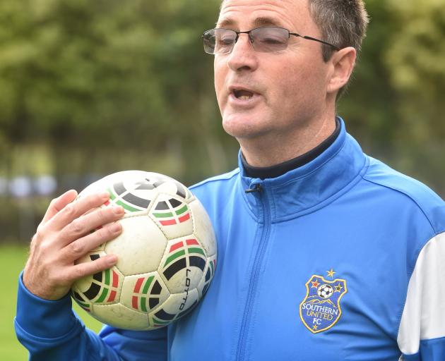 Terry Parle at Logan Park yesterday as he prepares to coach the Southern United women’s team in...