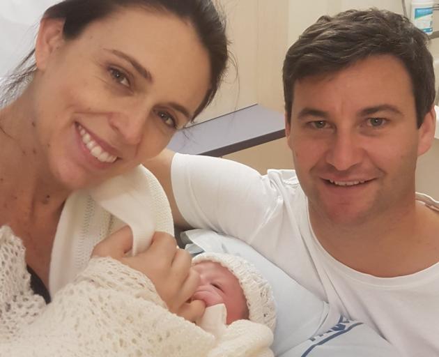 Prime Minister Jacinda Ardern and her partner Clarke Gayford proudly show off their baby daughter...