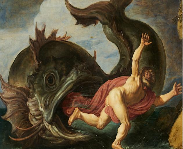 Jonah and the Whale, an oil on oak by Pieter Lastman (1583-1633), at present in the Museum...