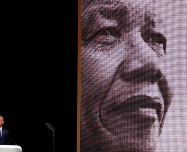 The 16th Nelson Mandela annual lecture marked the centenary of the anti-apartheid leader's birth, in Johannesburg. Photo: Reuters