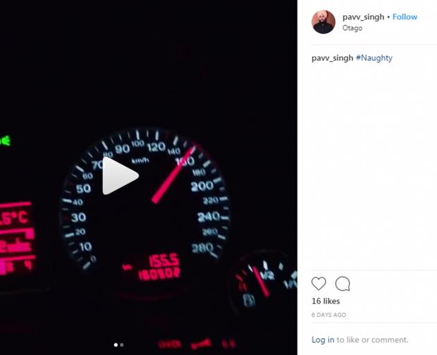 A still from a video posted on social media by a man as he drove at speeds of up to 160kmh near...