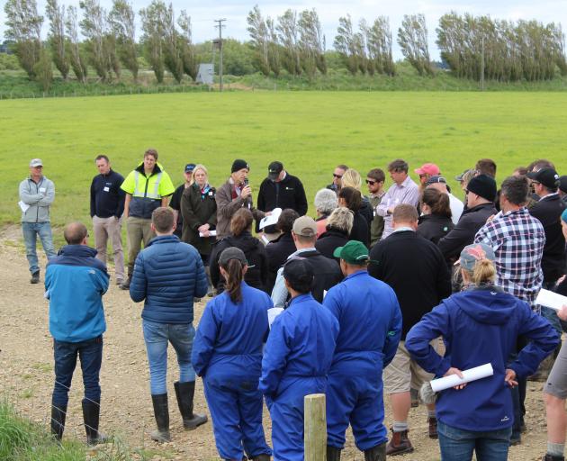 AgResearch senior scientist Ross Monaghan talks at a dairy hub field day last year about the different options being explored to reduce nitrogen leaching. Photo: SRL files