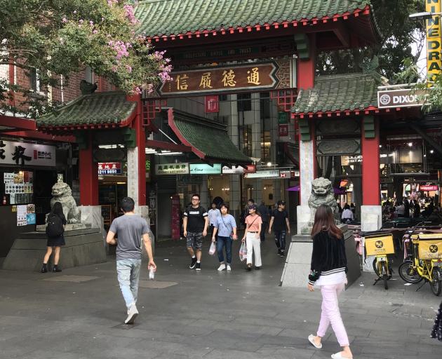 The paifang, or entrance gate, in Dixon St, Sydney. PHOTOS: GILLIAN VINE

