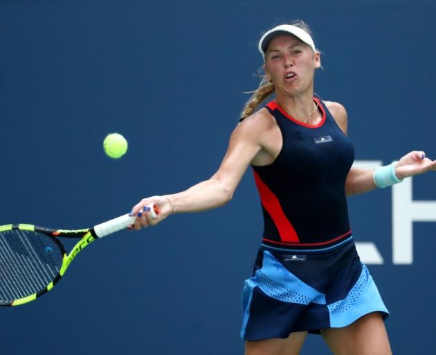 Caroline Wozniacki plays a forehand in her win over Sam Stosur at the US Open. Photo: Getty Images