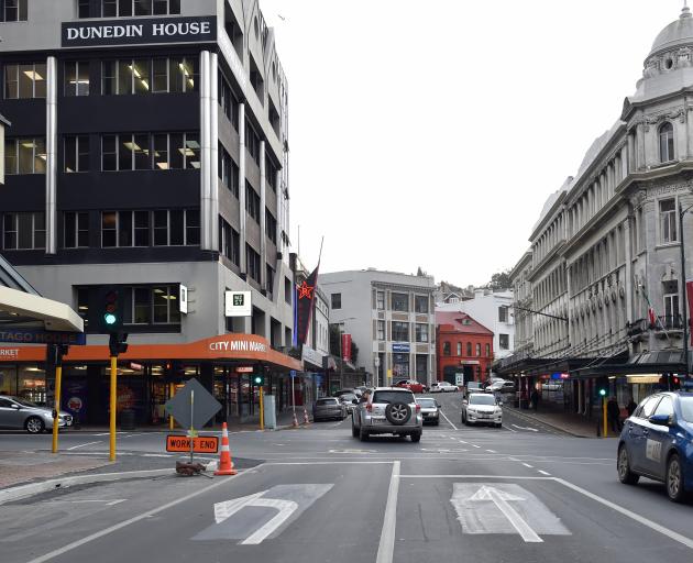 A motorist takes the diagonal line needed to avoid oncoming traffic at the re-engineered...