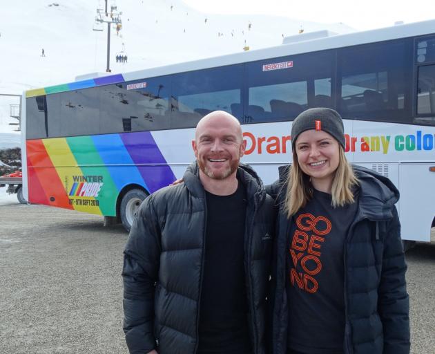 Winter Pride director Martin King and Emma Hansen, head of marketing at Go Orange, with the Go...